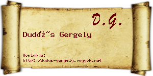 Dudás Gergely névjegykártya